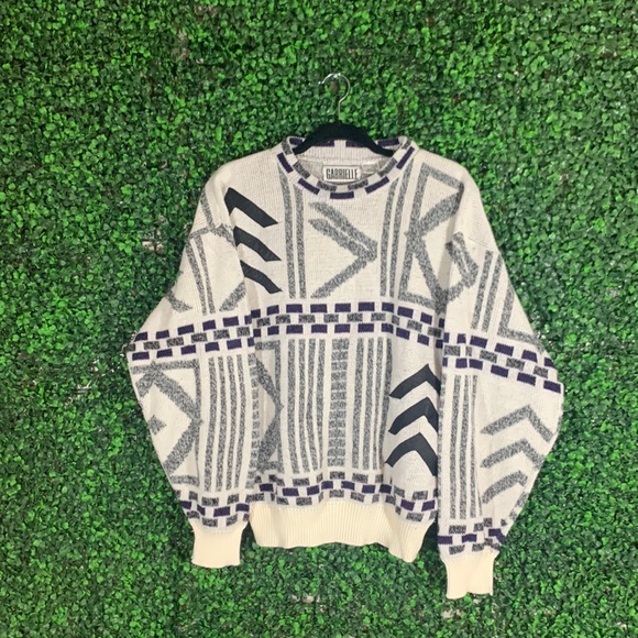 Gabrielle Other - VTG 80’s Gabrielle Geometric leather Dad Sweater